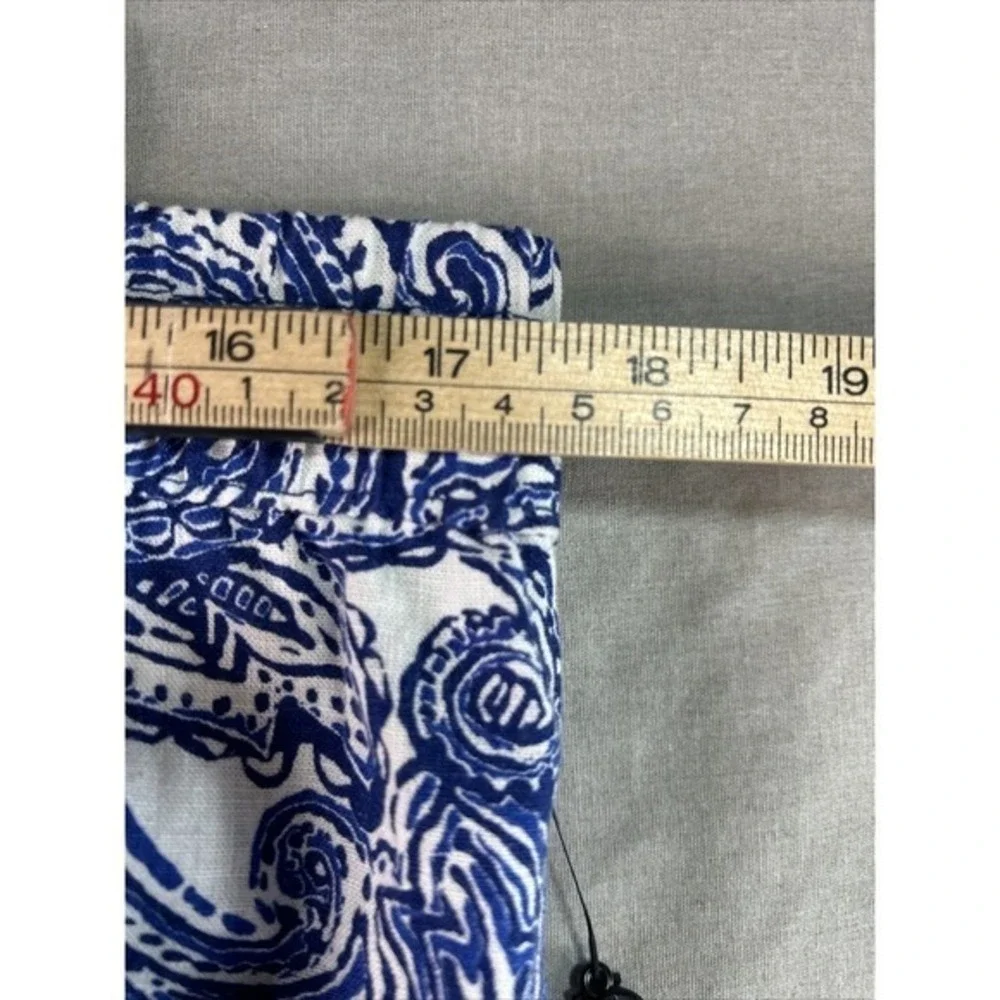 Jones New York Large Blue White Paisley Linen Blend‎ Tiered Midi Skirt